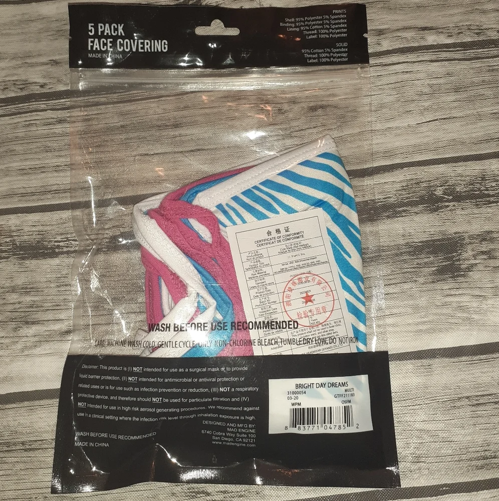 New Sealed 5 Pack Adult Face Masks - Picture 3 of 3